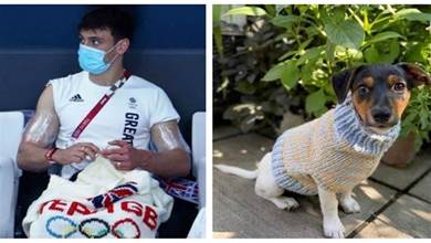 超大反差萌！奧運冠軍剛得完金牌，下一秒就在台下給狗狗「織毛衣」暖哭網友